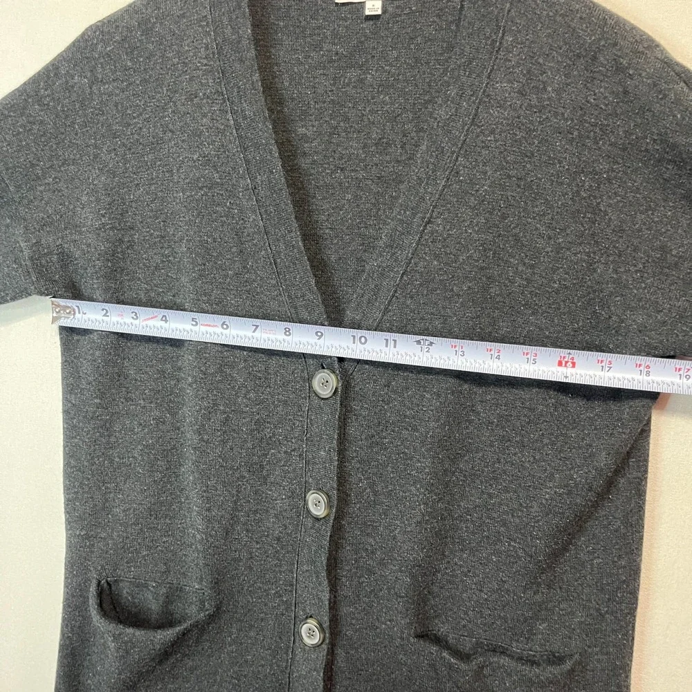 Madewell Charcoal Gray V-Neck Button Front Long Cardigan Cotton Sweater - Size S